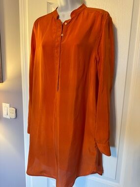 See by Chloé Cupro Shirt Dress Rust Orange Made in Italy Size 4